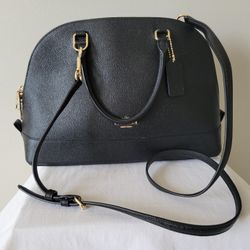 Coach Large Black Leather Sierra Satchel Crossbody Bag