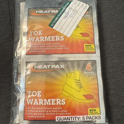 Heat Pax Toe Warmers — 5 Pairs (New & Sealed)
