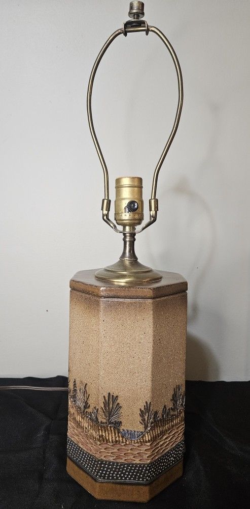 Vintage Stoneware Forest Valley Lamp - Ron Lederer Signed