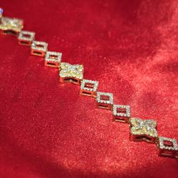 10k Yellow Gold Diamond Clover Bracelet 1.45 ctw