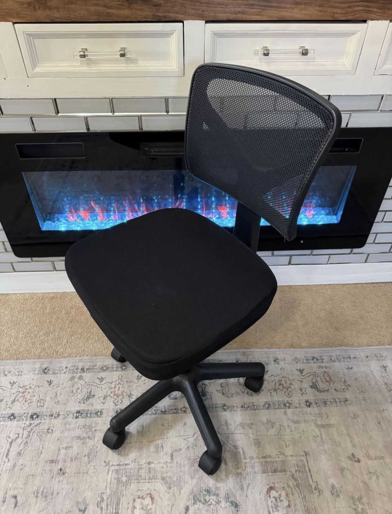 black mesh youth armless office desk task chair