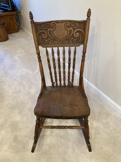 Antique Pressed Back Oak Rocker