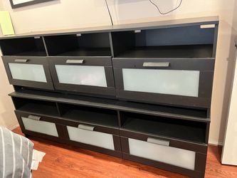 Dark Brown Dresser with Frosted Glass Drawers