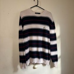 Cream striped Nautica sweater
