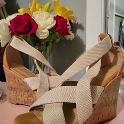 Celia Wedge  Beige Shoes 71/2
