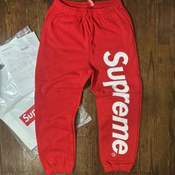 Supreme Satin Appliqué Sweatpants Red