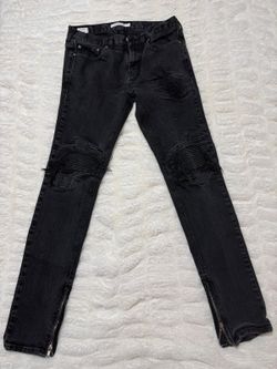 PacSun black distressed skinny jeans with ankle zippers 30x32