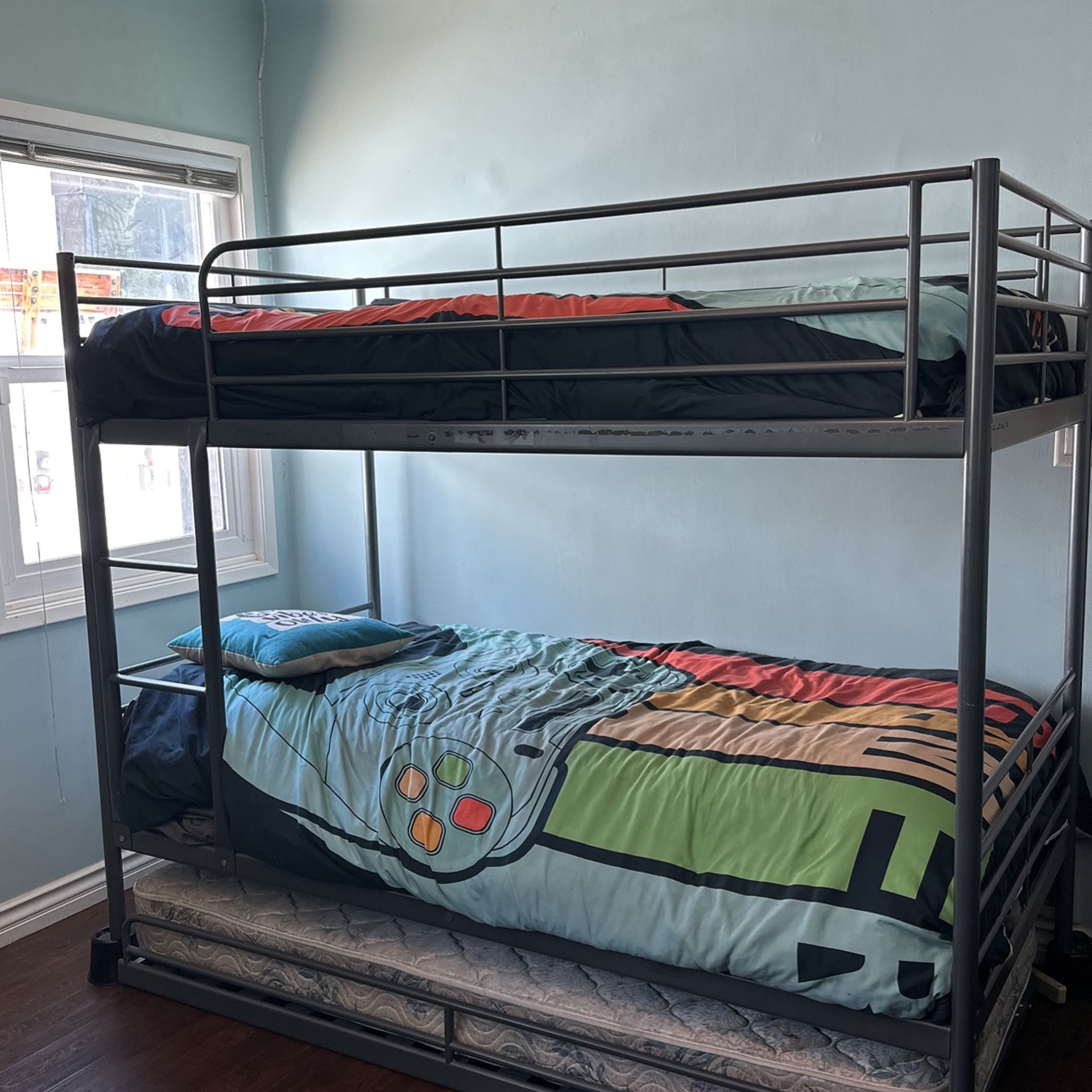 IKEA Metal Bunk Bed And Trundle (no Mattresses)