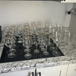 32 Crystal Wine/ Flute Glasses 