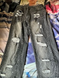 American Stitch Distressed Rhinestone Jeans