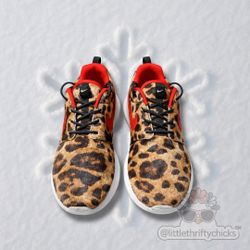 Nike Roshe Run Pony Hair Leopard Print Red Swoosh Sneakers Women’s 7.5 Rare