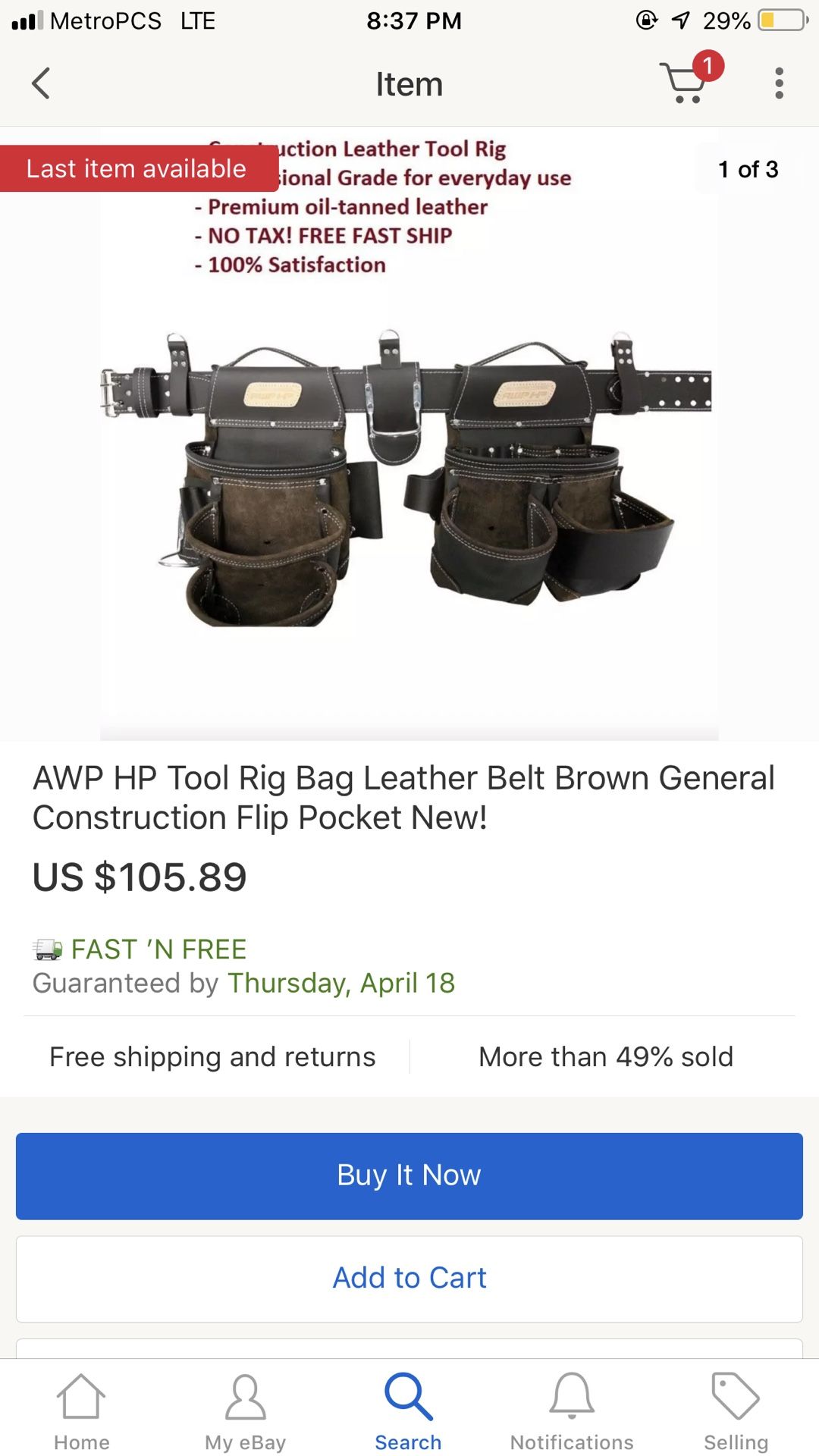 AWP HP tool rig bag leather belt Morral de herramientas para construcción