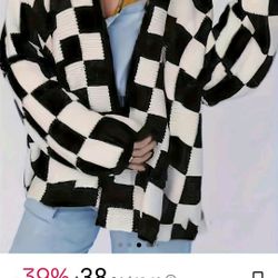 Plaid Print  Cardigan  Drop Shoulder 4xl. Soft, Loose Fit