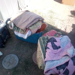 Lot Of Blankets,  Comforters, And A Quilt