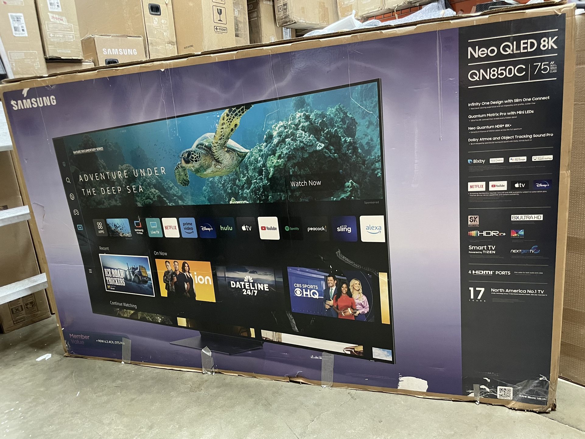 SAMSUNG 75-Inch Class Neo QLED 8K QN850C Series Mini LED Quantum HDR Smart TV with Ultra Slim Design, Dolby Atmos, Object Tracking Sound+, Q-Symphony
