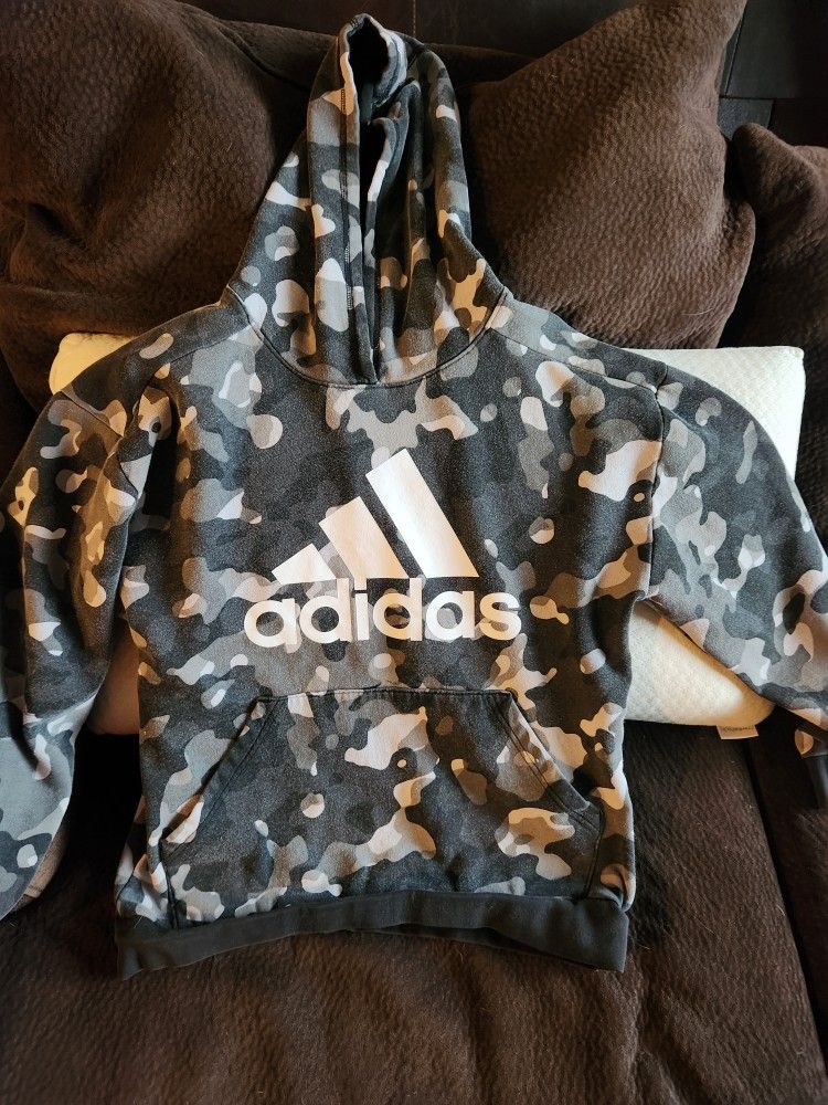 Boys Adidas Gray Camo Hoodie