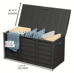 75 gallon Large Outdoor Deck Storage Box Dark Gray