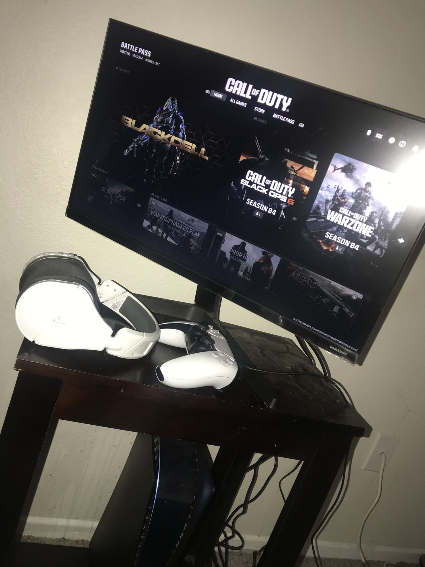 Black Ps5, Headset, Controller, And Monitor For Sell
