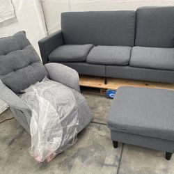 New 3 piece Sofa set with electric recliner out the box