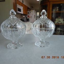 Longchamp 24% Leaded Crystal Footed Candy Dish w/lid