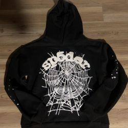 Brand New Sp5der Web Graphic Hoodie – Size Small – Black