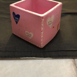 Handcrafted Cement Pot, Hand Painted 