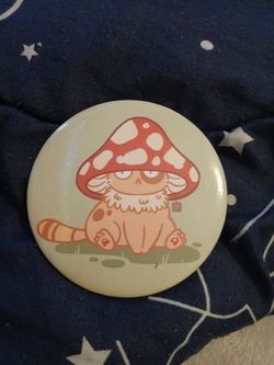 Cat mushroom pin