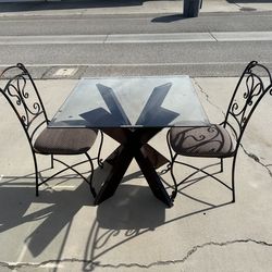 2 Seat Dining Set - Glass Table Top