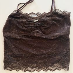 Free People Brown Lace Tank Size M