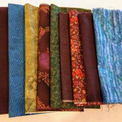 Quilt Fabric--2 1/2+ yds Green/Plum/Teal Bundle