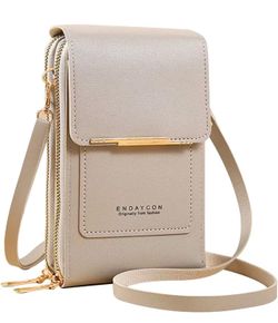 Crossbody Phone Bag Women Shoulder Bag PU Phone Purse Bag Fashion Satchel Wallet for Dating Shopping Traveling～Grey