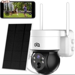 OVQ Solar Security Camera Wireless Outdoor, 4MP Solar/Battery Powered Camera for Home Security, Pan/Tilt 2.4GHz WiFi Camera with PIR, 2-Way Audio, Clo