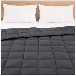 AdWeighted Blanket (48"x72", 15 lbs) for Individual Between 130-180 lbs, Grey Cotton Heavy Blanket Filled with Glass Beads