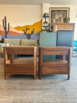 NEW Pair of Walnut Nightstands / MCM Style / Side Table!