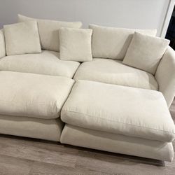 Feathers Sofa And Two Ottomans Like New 