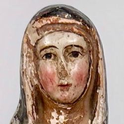 100 + year Old Carved Santos, Blessed Mother Mary. Blessed Mother of Guadalupe