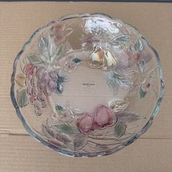 Savoir Vivre Crystal Wild Orchard WY104/544 Centerpiece Bowl 12” Vintage