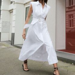 Zara Long Poplin Dress (XS | WHITE) - NEW, UNWORN