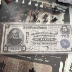 1905 $5 National Currency Note RAW  Extra fine