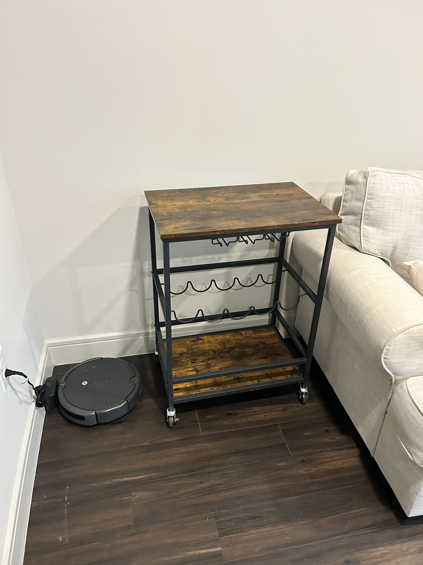 Wooden Bar Cart With Wheels And Wine Rack