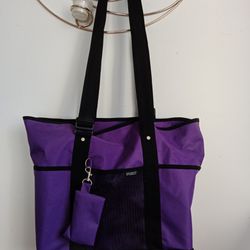 3 Large Everest Purple Tote Bags Long Handle
