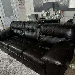 Brown Leather Couch & Recliner