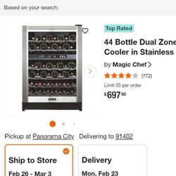 Magic Chef
44 Bottle Dual Zone Wine Cooler in Stainless Steel