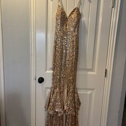 Gold Sequin Prom Dress 