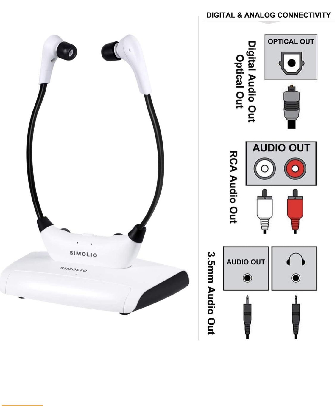 SIMOLIO Wireless TV Headphones, In Ear TV Hearing Devices, Hearing