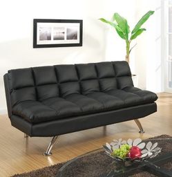Brand new 79" black or white faux leather sofa futon