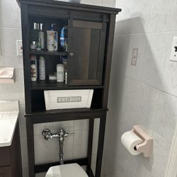 Over The Toilet Bathroom Rack with Sliding Door