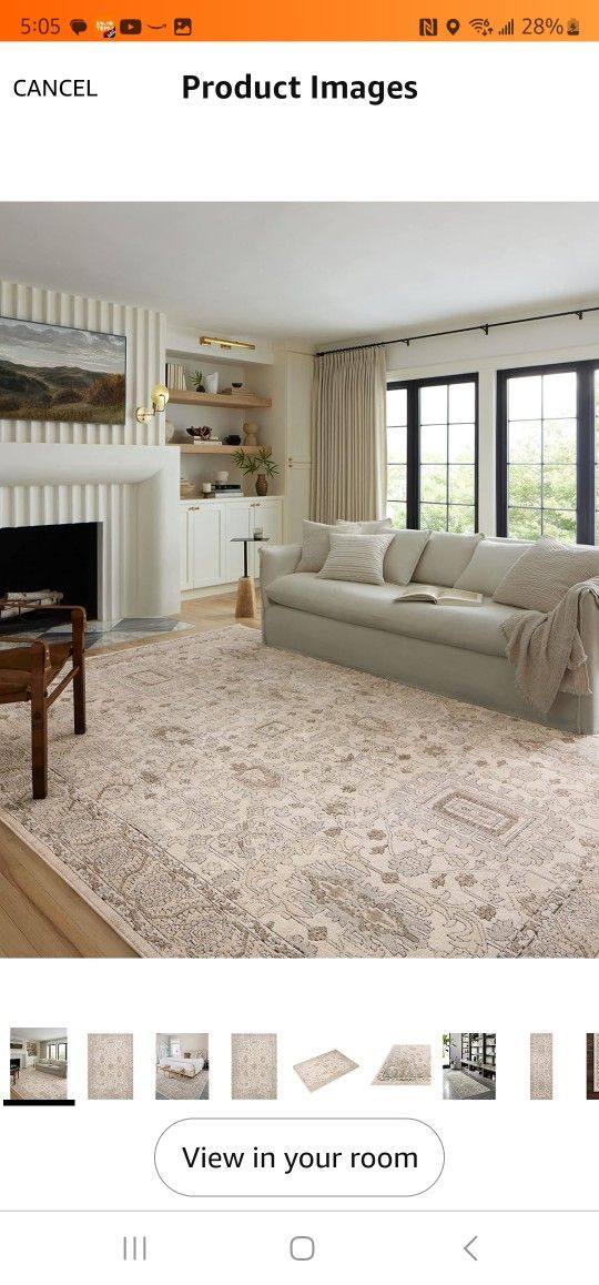 Loloi II Teagan Collection TEA-03 Ivory / Sand 9'-9" X 13'-6", .25" Thick, Area Rug, Soft, Durable, Neutral, Woven, Low Pile, Non-Shedding, Easy Clean