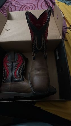 Ariat Brown and Red Western work Boots