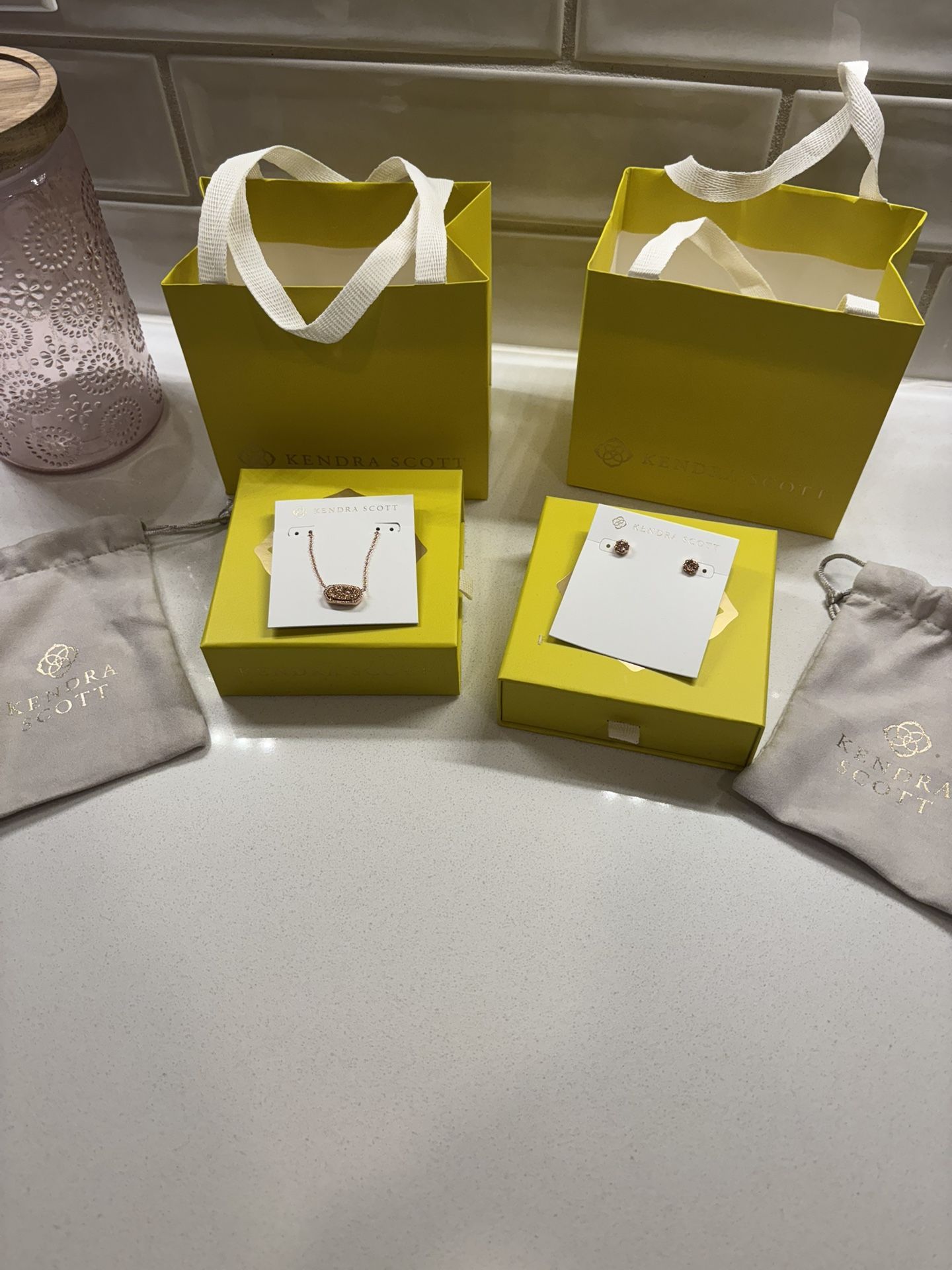 Kendra Scott Rose Gold Pendant Necklace & Earrings